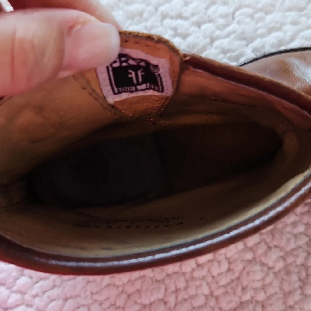 Frye Heavily Distressed Geuine Leather Buckle Detail Heeled Chunky Ankel Boots